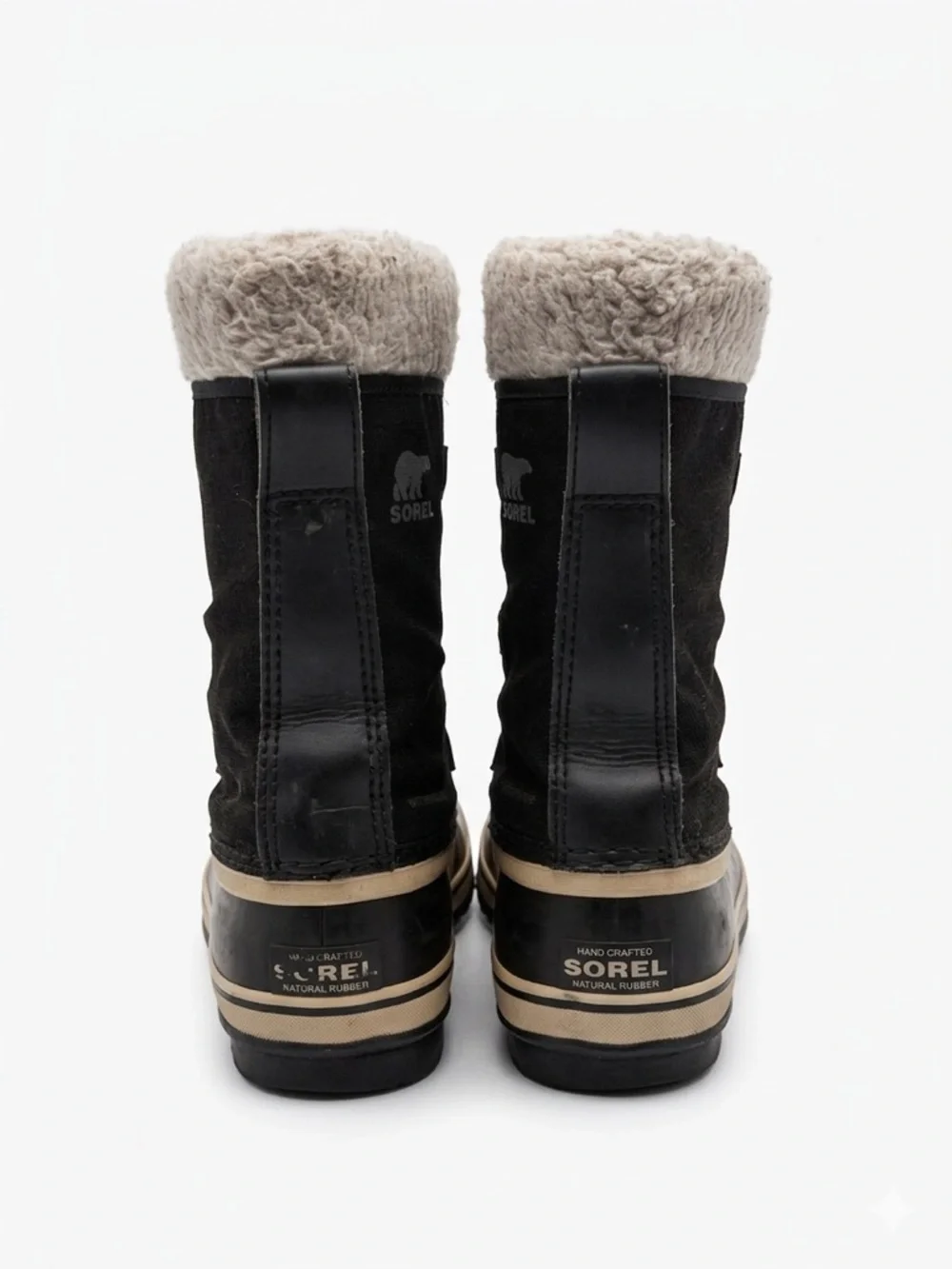 Sorel Black Winter Lace-Up Boots with Cream Shearling Top Size 9 - Picture 3 of 3